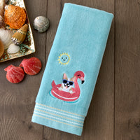 Floating Corgi 2-Piece Hand Towel Set, Aqua