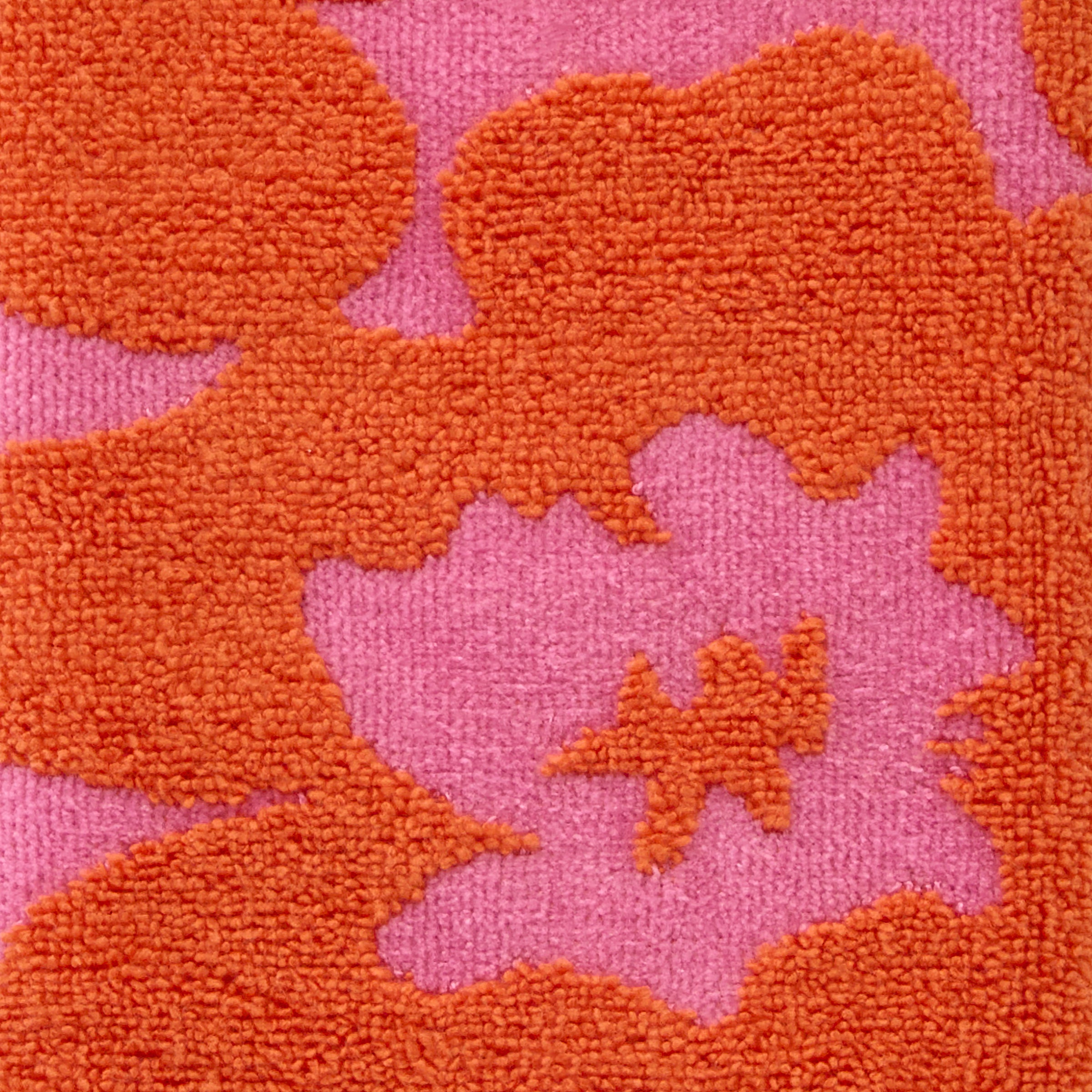 Floral Grande Reversible Jacquard 2-Piece Hand Towel Set, Pink/Orange