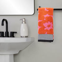 Floral Grande Reversible Jacquard 2-Piece Hand Towel Set, Pink/Orange