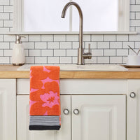 Floral Grande Reversible Jacquard 2-Piece Hand Towel Set, Pink/Orange