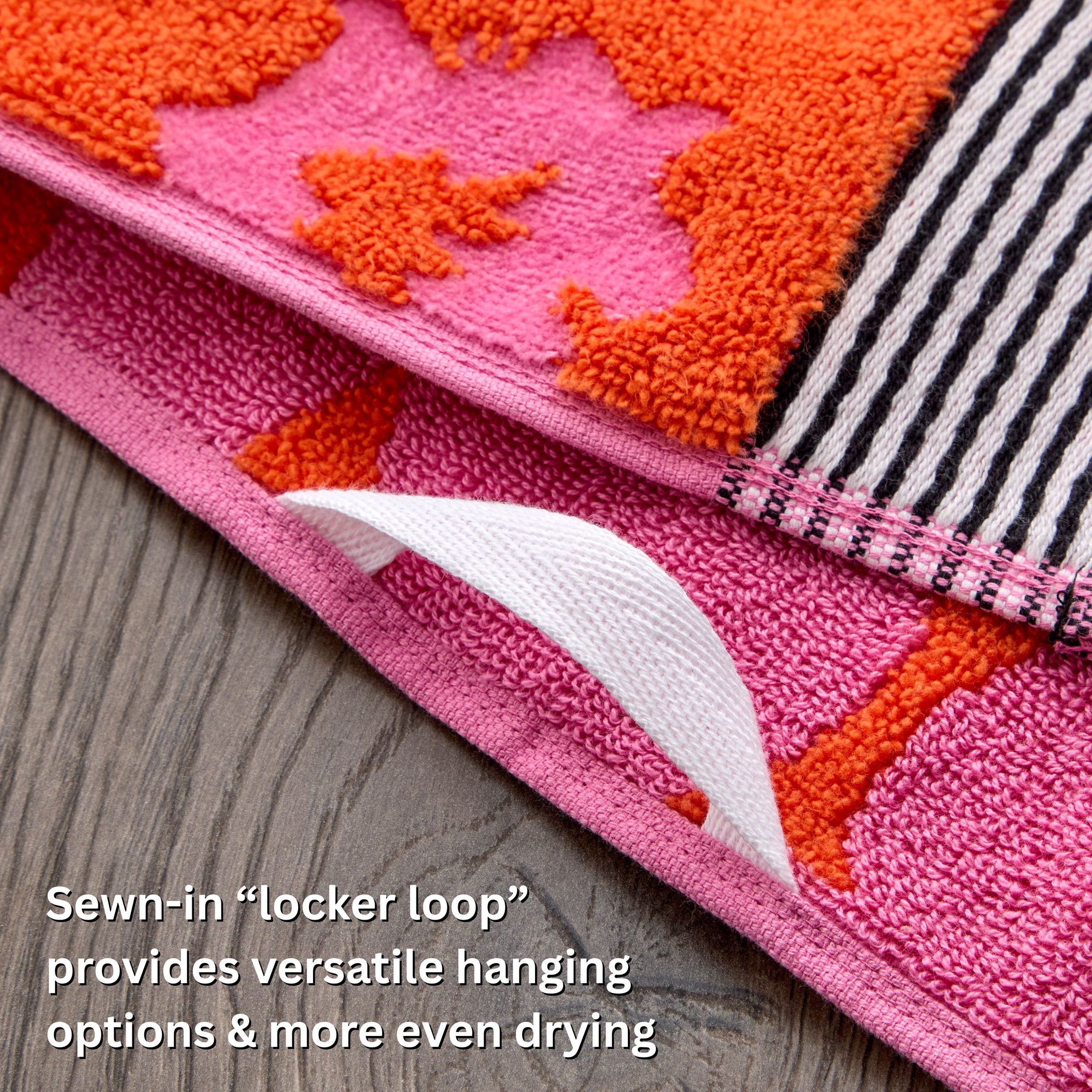 Floral Grande Reversible Jacquard 2-Piece Hand Towel Set, Pink/Orange
