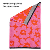 Floral Grande Reversible Jacquard 2-Piece Hand Towel Set, Pink/Orange