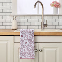 Floral Jacquard 2-Piece Hand Towel Set, Dusty Rose