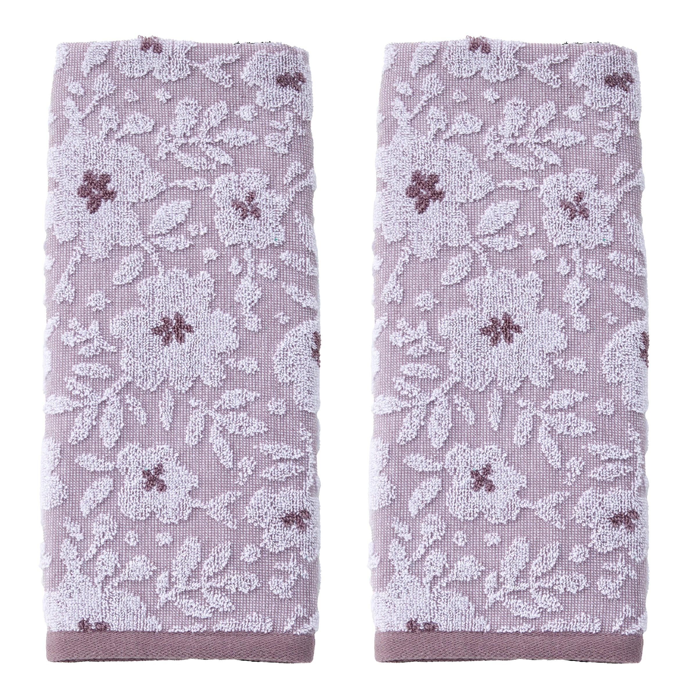 Floral Jacquard 2-Piece Hand Towel Set, Lavendar