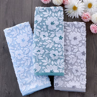 Floral Jacquard 2-Piece Hand Towel Set, Gray