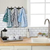 Floral Jacquard 2-Piece Hand Towel Set, Gray