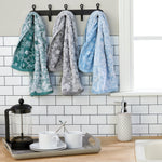 Floral Jacquard 2-Piece Hand Towel Set, Sky Blue