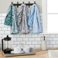 Floral Jacquard 2-Piece Hand Towel Set, Moss Green