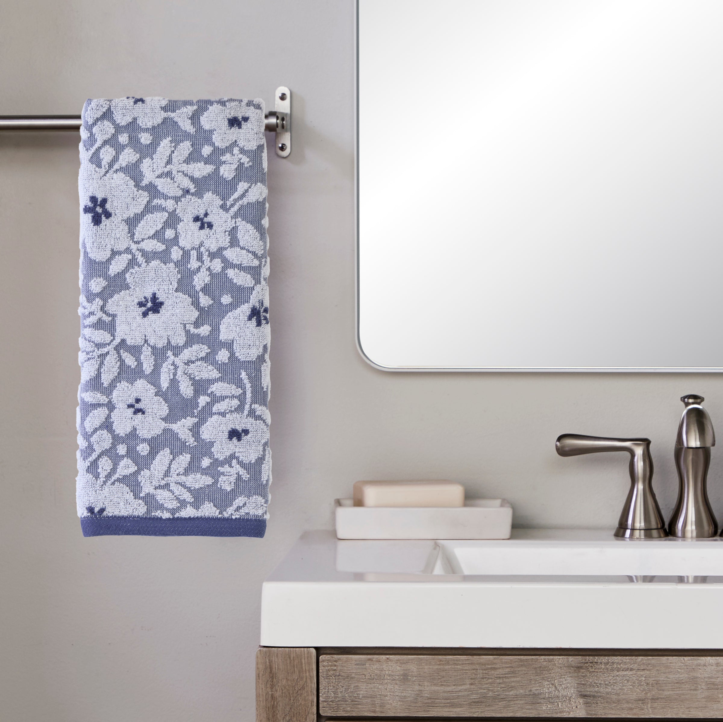 Floral Jacquard 2-Piece Hand Towel Set, Twilight