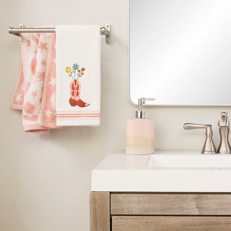 Flowers In Boot 2-Piece Hand Towel Set, Natural/Blush