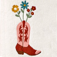 Flowers In Boot 2-Piece Hand Towel Set, Natural/Blush