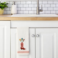 Flowers In Boot 2-Piece Hand Towel Set, Natural/Blush