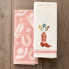 Flowers In Boot 2-Piece Hand Towel Set, Natural/Blush