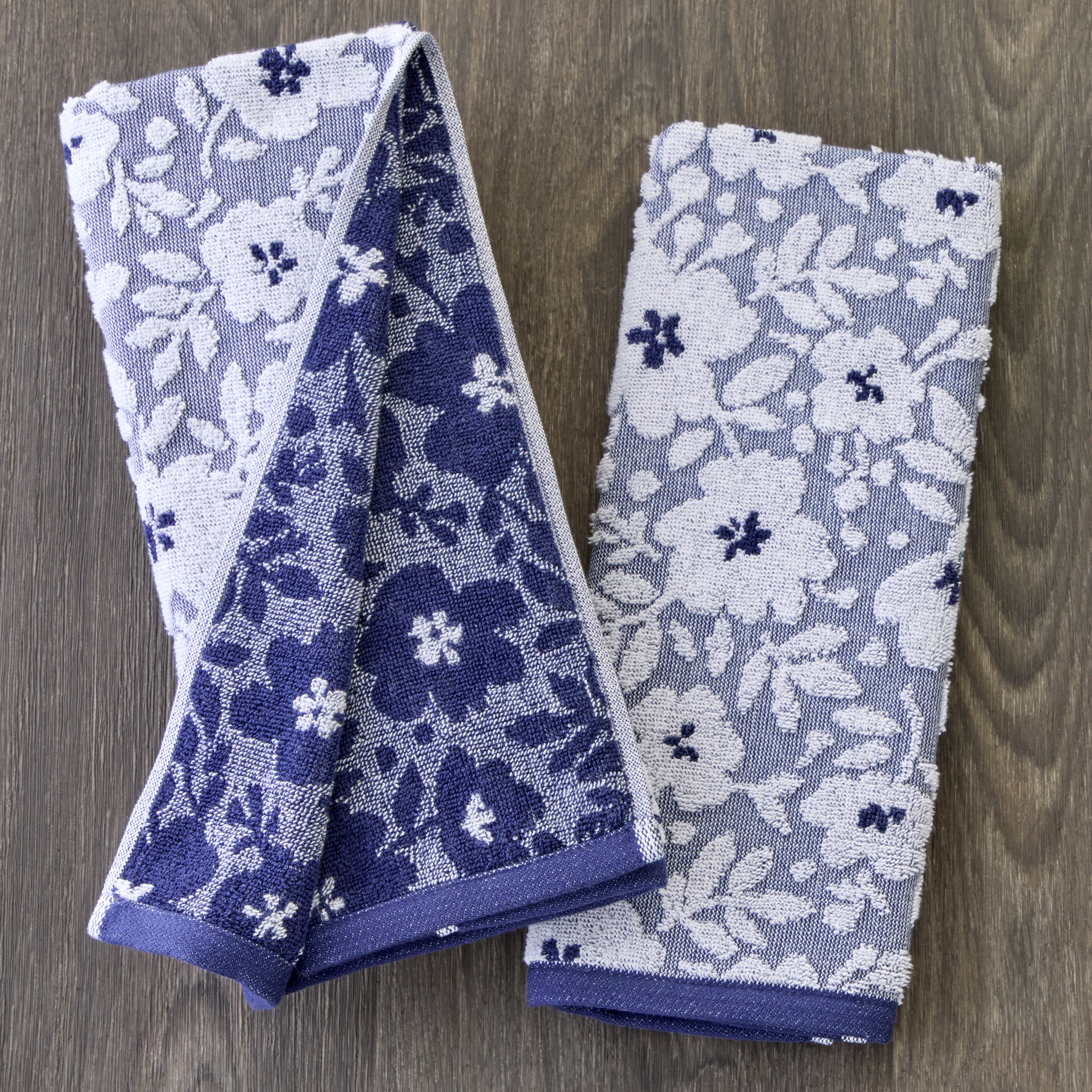 Floral Jacquard 2-Piece Hand Towel Set, Twilight