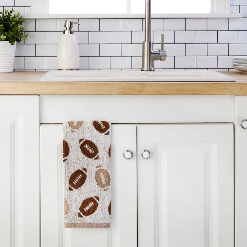Football Jacquard 2-Piece Hand Towel Set, Brown
