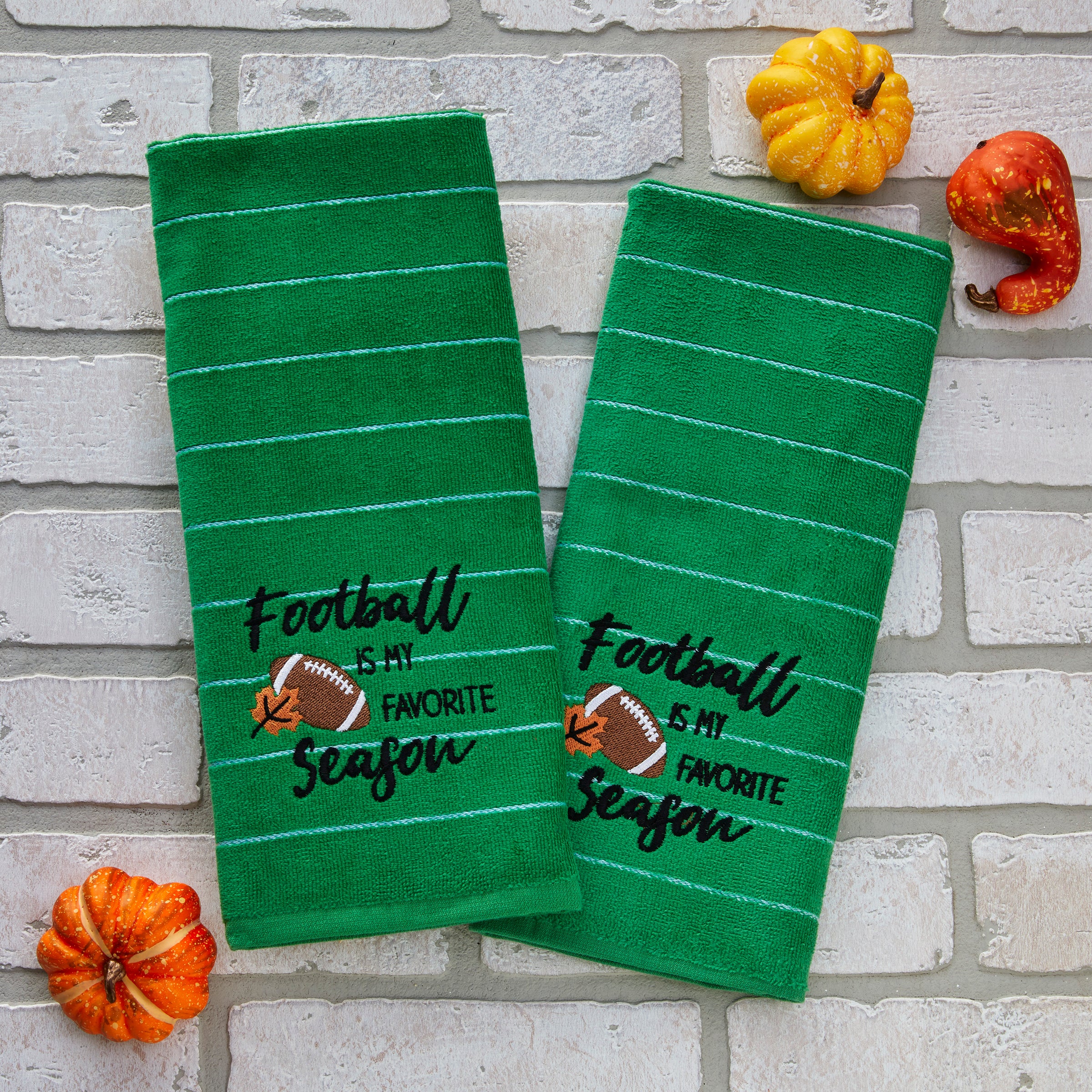 Football Is My Favorite Season 2-Piece Hand Towel Set, Green