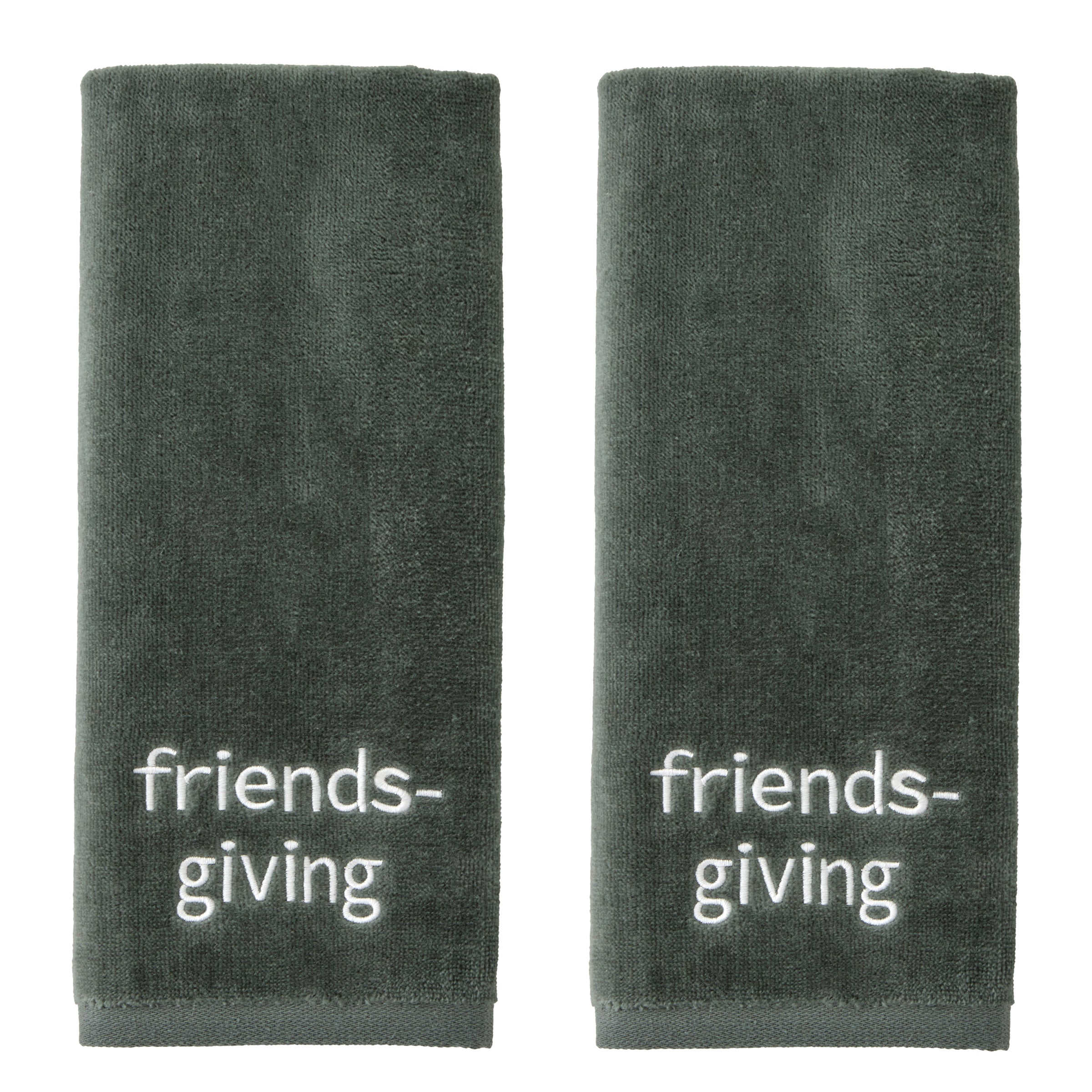 Friendsgiving 2-Piece Hand Towel Set, Green
