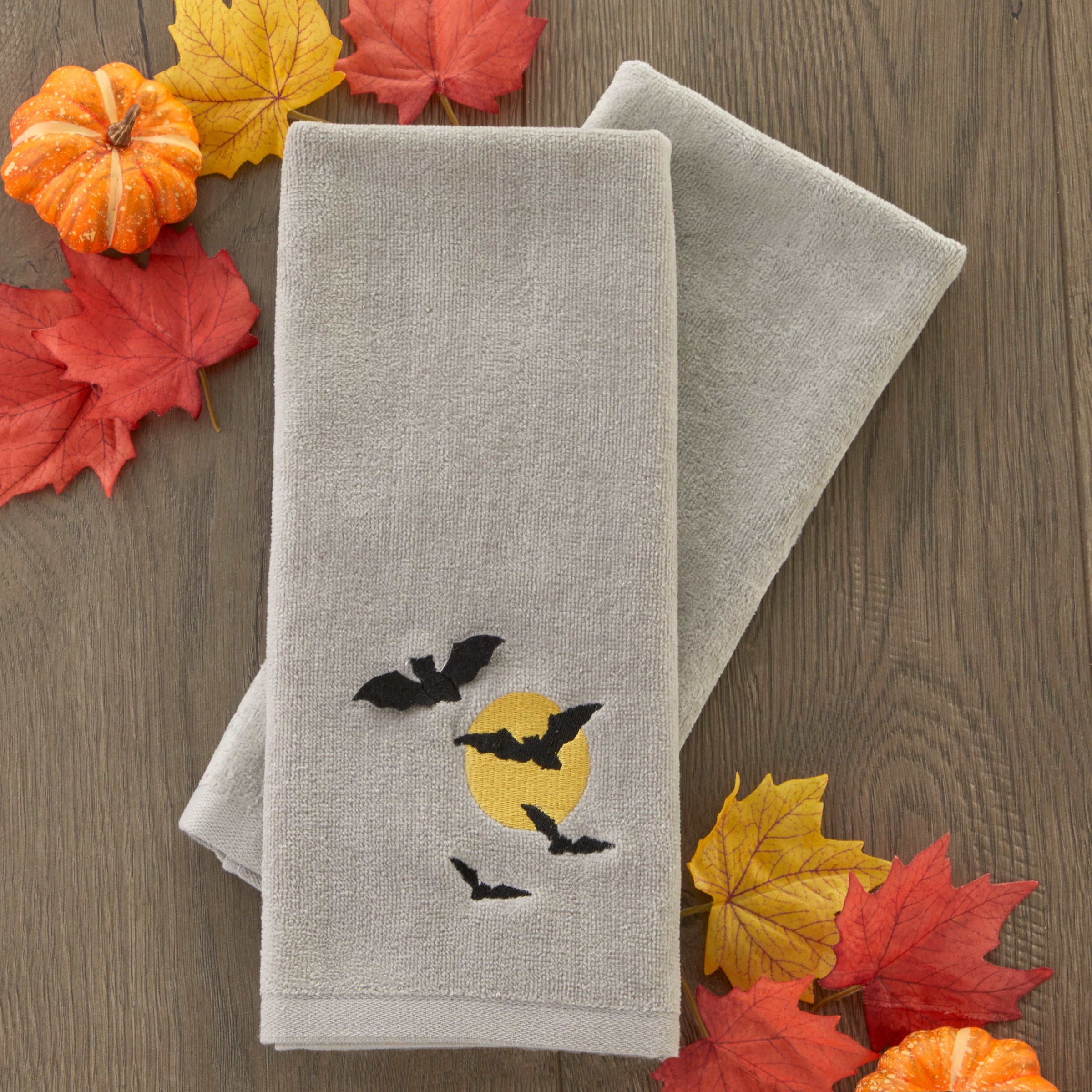 Full Moon Flight 2-Piece Hand Towel Set, Gray