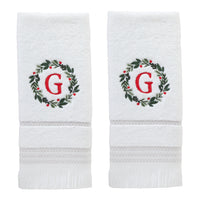 Wreath Monogram “G" 2-Piece Hand Towel Set, White