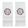 Wreath Monogram “G" 2-Piece Hand Towel Set, White