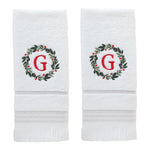 Wreath Monogram “G" 2-Piece Hand Towel Set, White