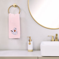 Ghost Cat Towel 2-Piece Hand Towel Set, Pink