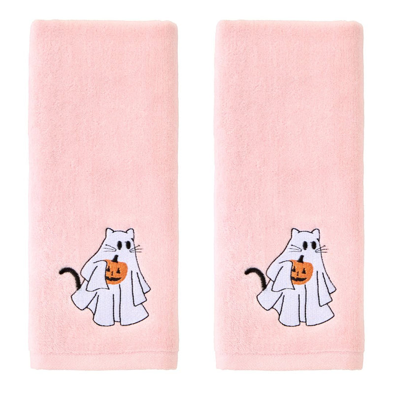 Ghost Cat Towel 2-Piece Hand Towel Set, Pink