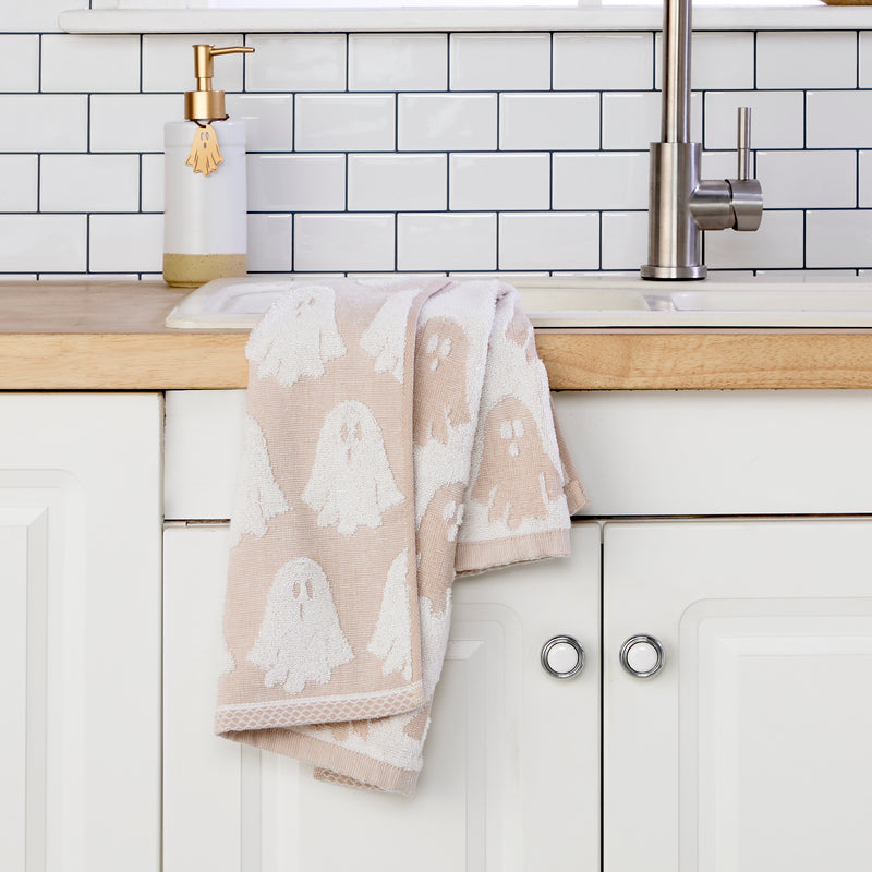 Ghost Jacquard 2-Piece Hand Towel Set, Tan