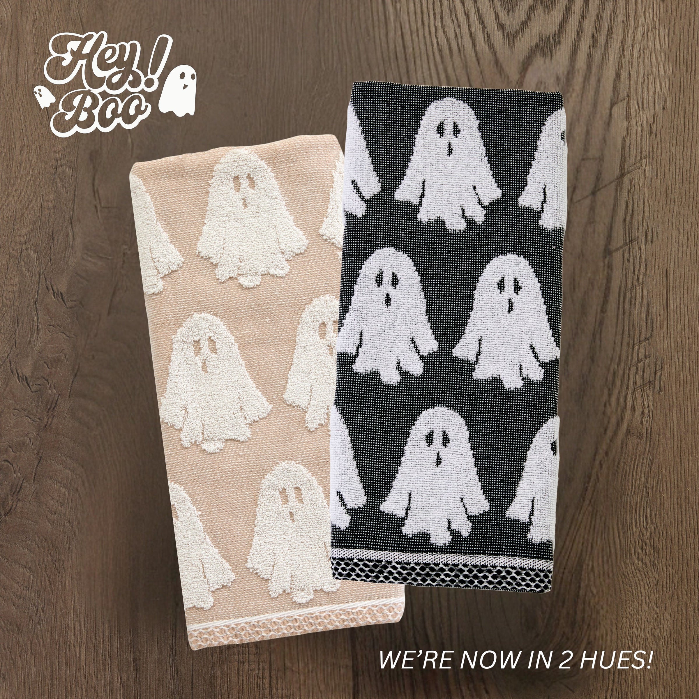 Ghost Jacquard 2-Piece Hand Towel Set, Black