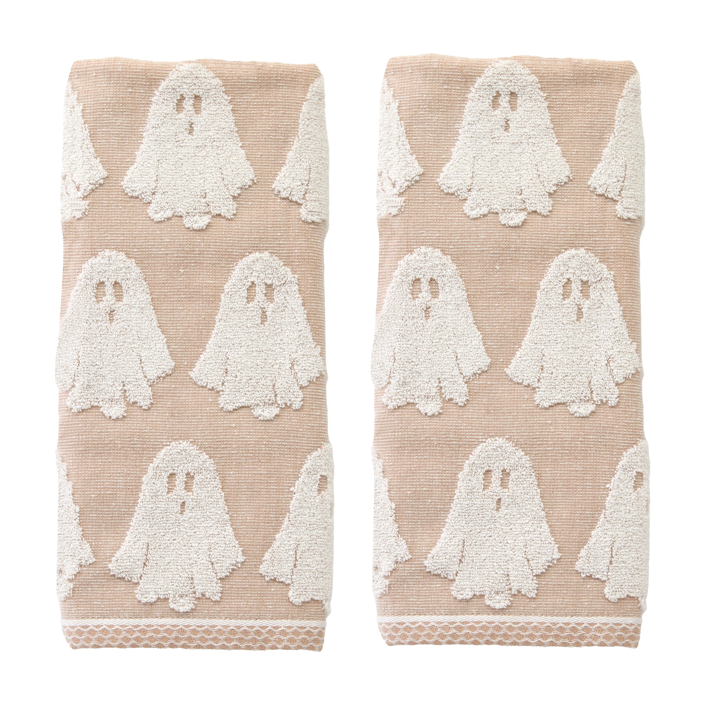 Ghost Jacquard 2-Piece Hand Towel Set, Tan