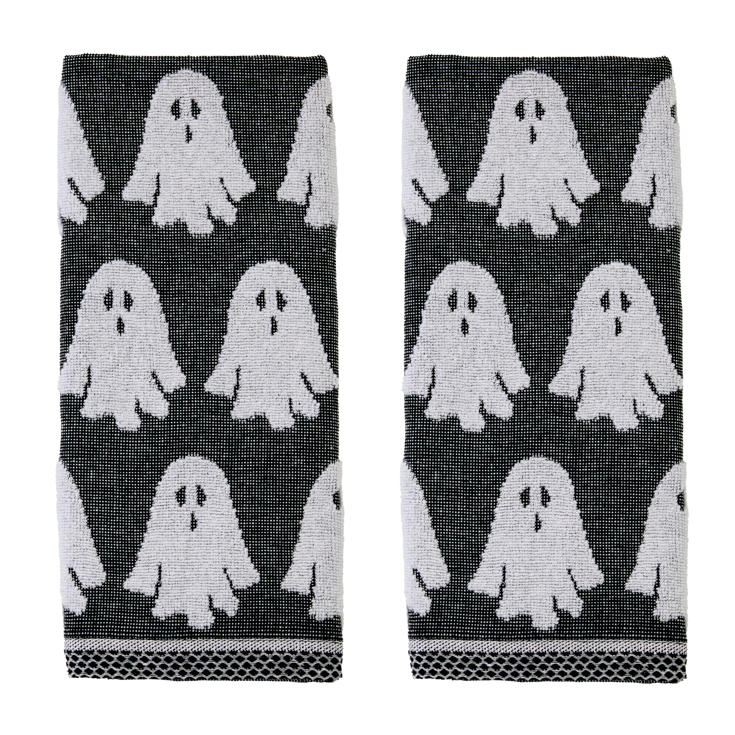 Ghost Jacquard 2-Piece Hand Towel Set, Black