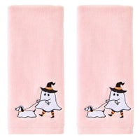 Ghost Walking Dog 2-Piece Hand Towel Set, Pink