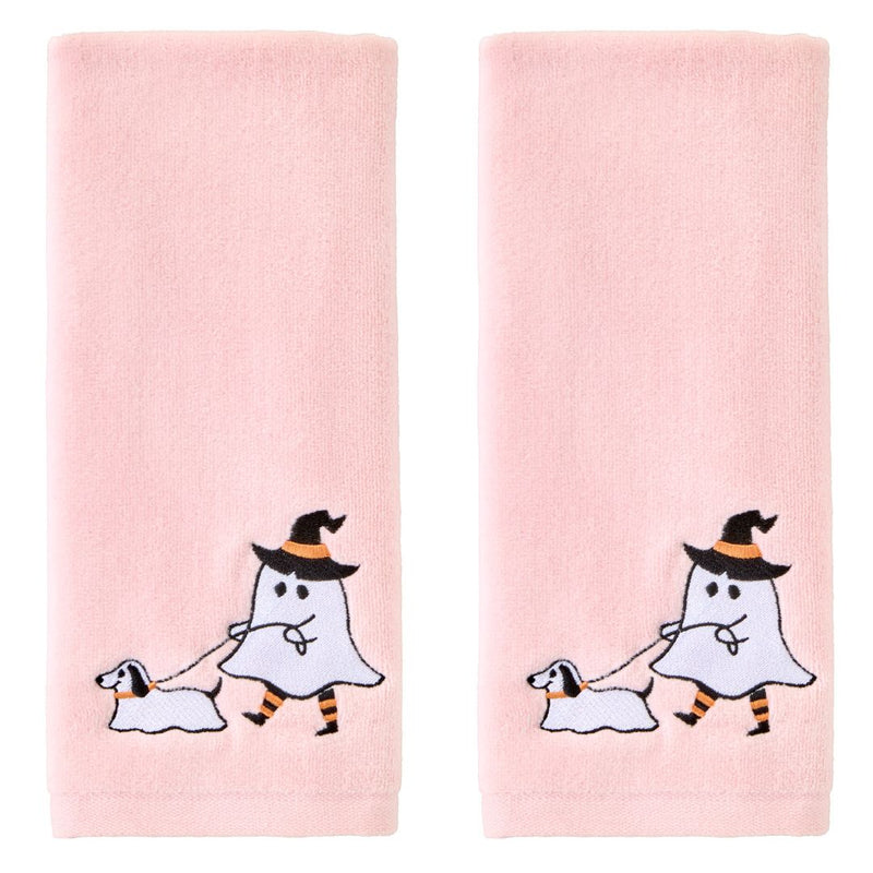 Ghost Walking Dog 2-Piece Hand Towel Set, Pink