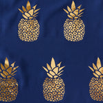 Gilded Pineapple Fabric Shower Curtain, Navy