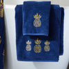 Gilded Pineapple Bath Towel, Navy