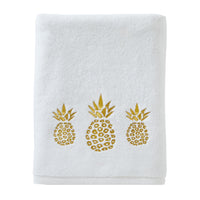 Gilded Pineapple Bath Towel, White