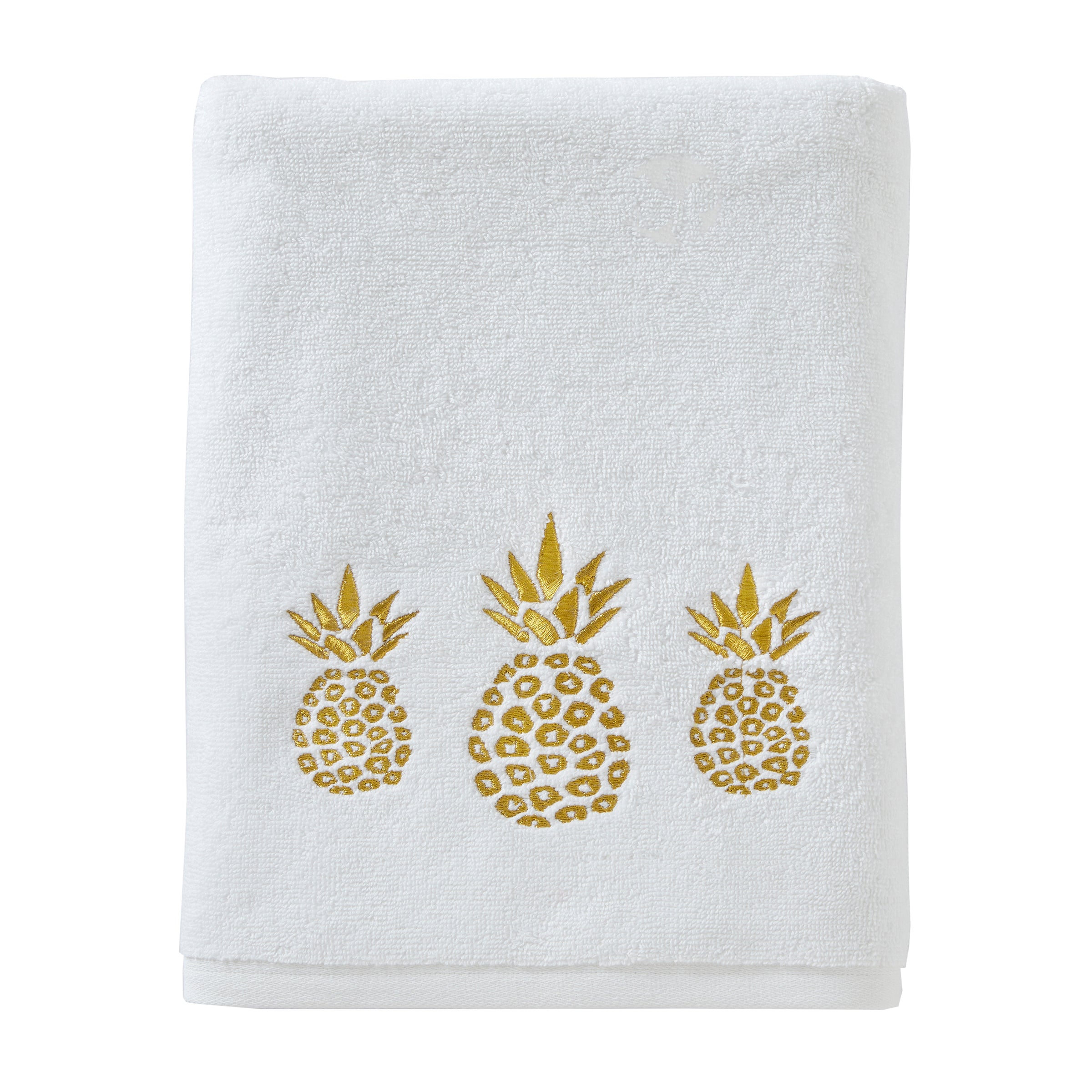 Gilded Pineapple Bath Towel, White
