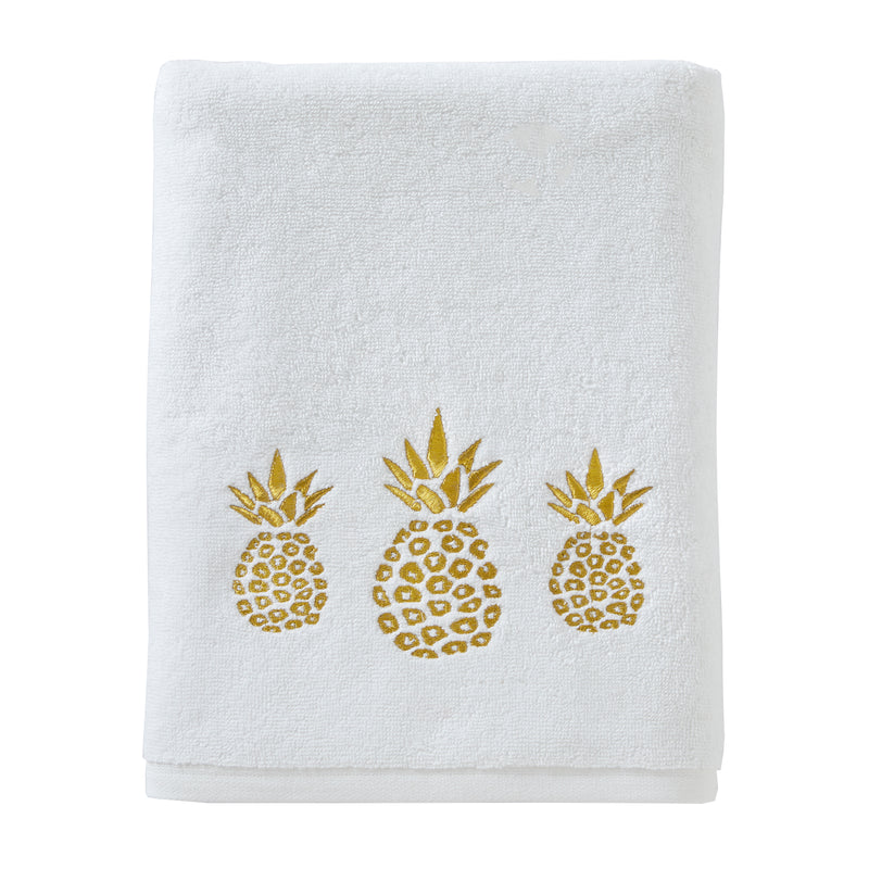 Gilded Pineapple Bath Towel, White