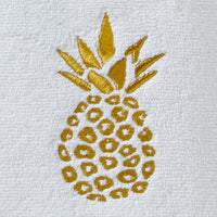 Gilded Pineapple 2-Piece Hand Towel Set, White