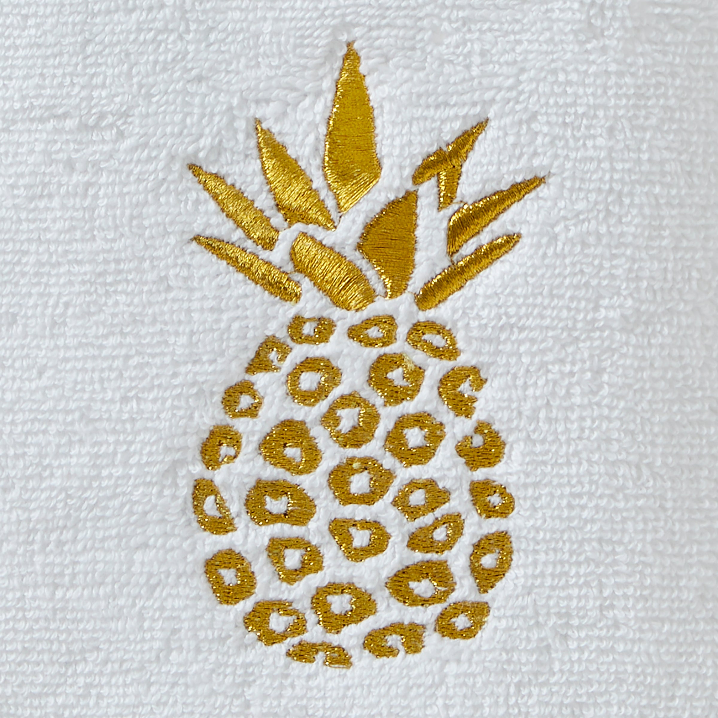 Gilded Pineapple 2-Piece Hand Towel Set, White
