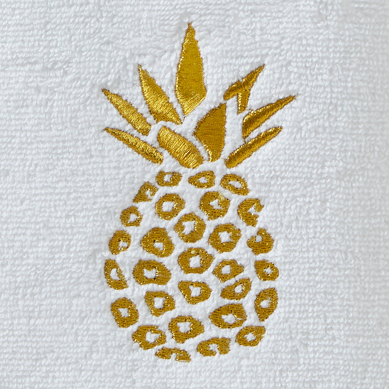 Gilded Pineapple 2-Piece Hand Towel Set, White