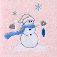 Glam Snowman 2-Piece Hand Towel Set, Pink