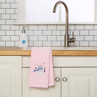 Glam Snowman 2-Piece Hand Towel Set, Pink