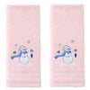 Glam Snowman 2-Piece Hand Towel Set, Pink