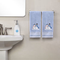 Glitz Snowcouple 2-Piece Hand Towel Set, Blue