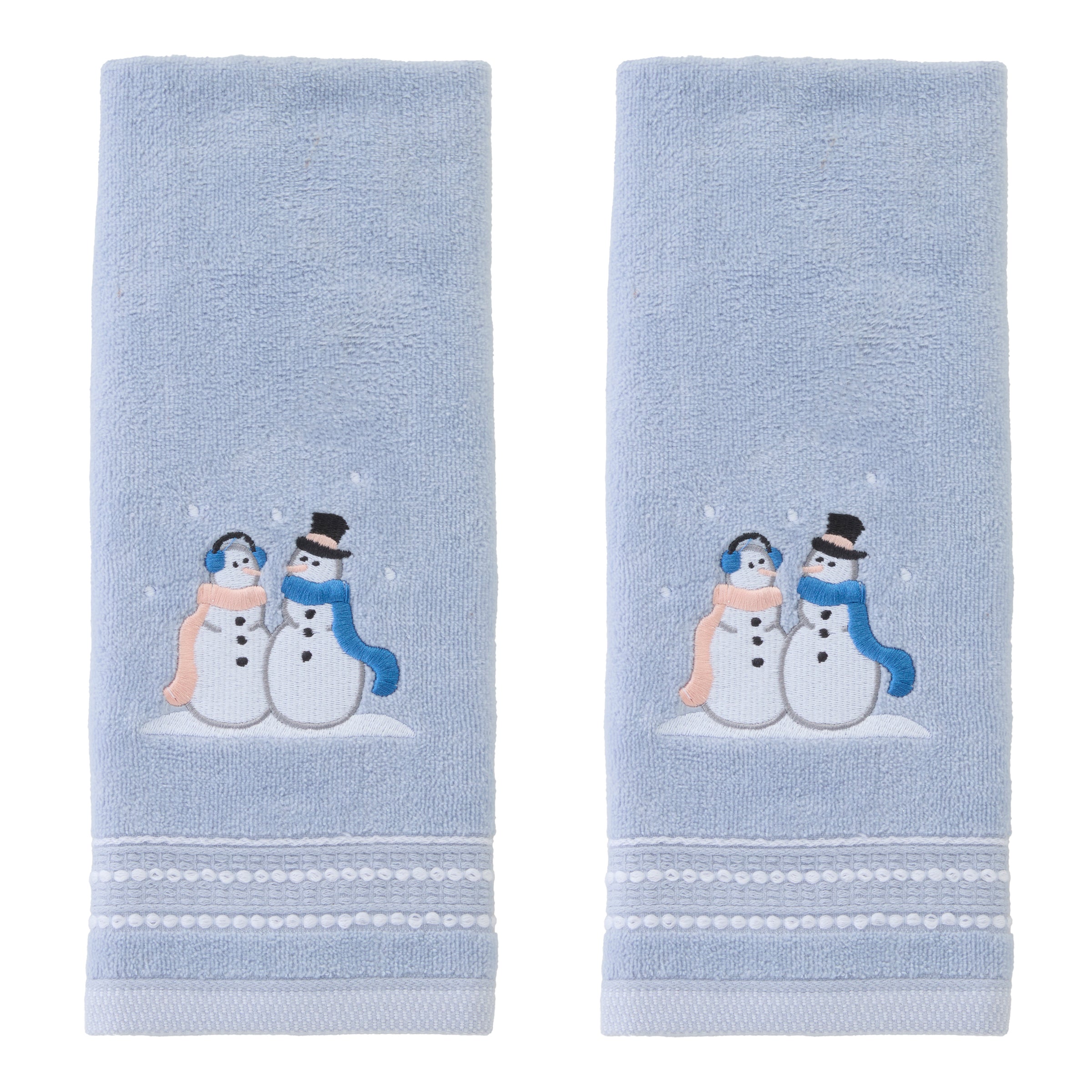 Glitz Snowcouple 2-Piece Hand Towel Set, Blue