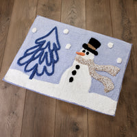 Glitz & Glam Snowman Bath Rug, Blue