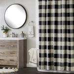 Grandin Fabric Shower Curtain, Black/Natural
