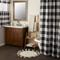 Grandin Fabric Shower Curtain, Black/Natural