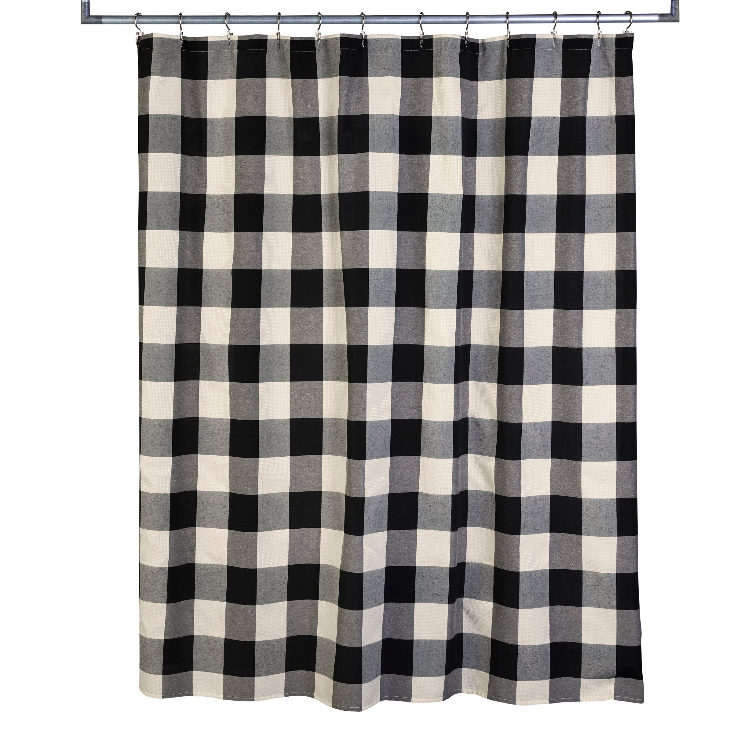 Grandin Fabric Shower Curtain, Black/Natural